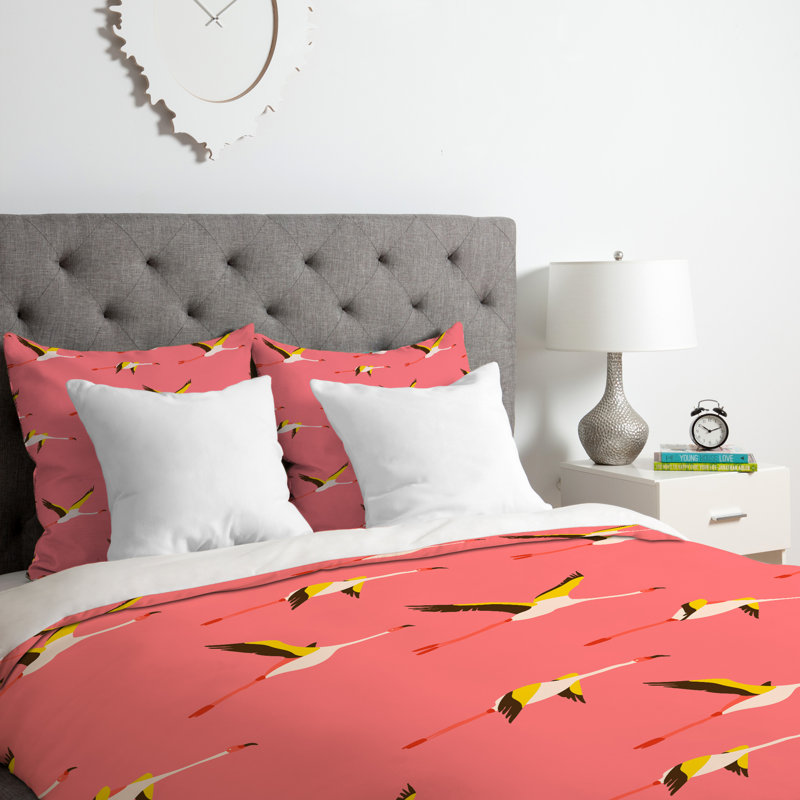 Ensemble de housse de couette Holli Zollinger Flamingo, Housse de couette pour très grand lit et 2 très , Crush