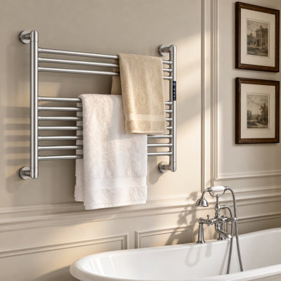 Wall Mount Towel Warmer 10-Bar Electric Heated Towel Rack ES18 PVD Brushed Nickel
