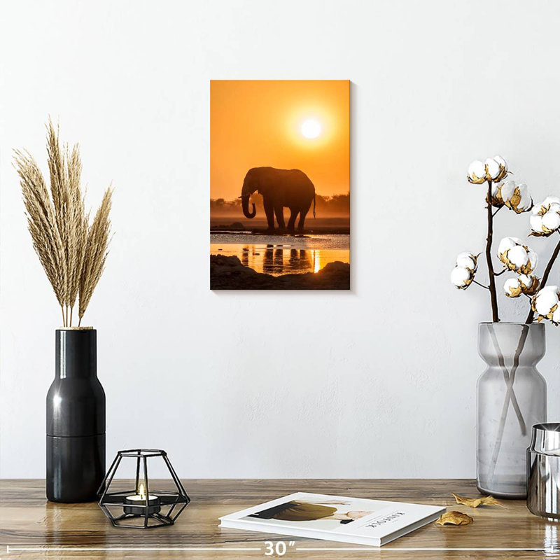 Brampt African Elephant At Sunset, 12" H x 8" W
