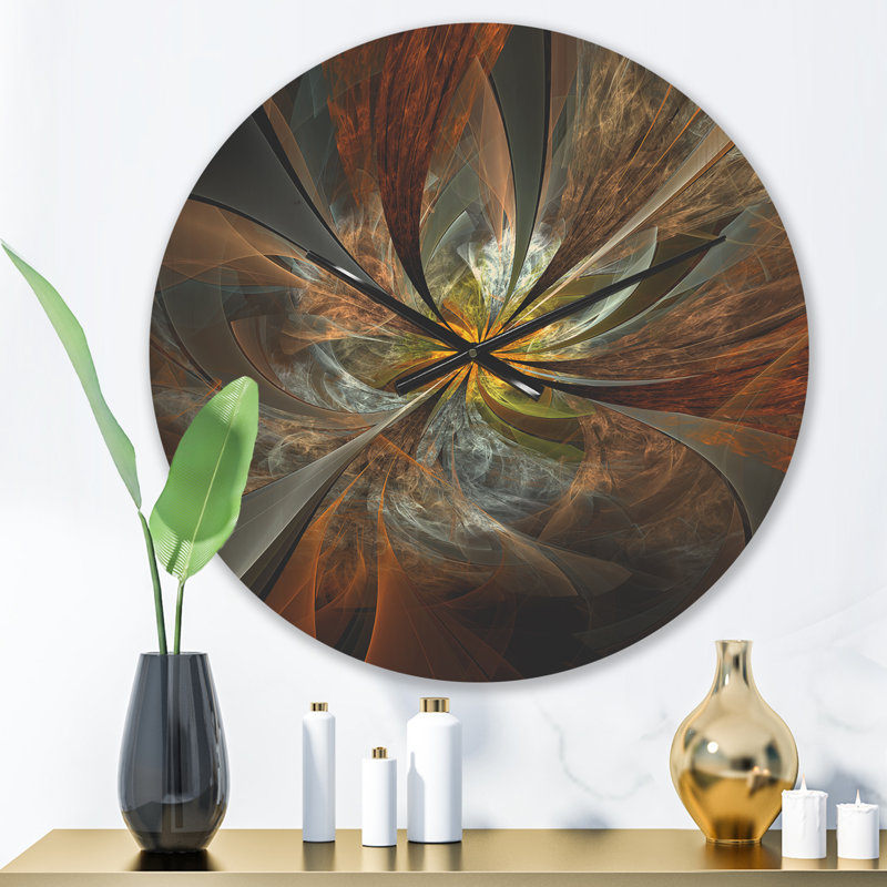 Horloge murale en bois - Fleur fractale symétrique, Moyen