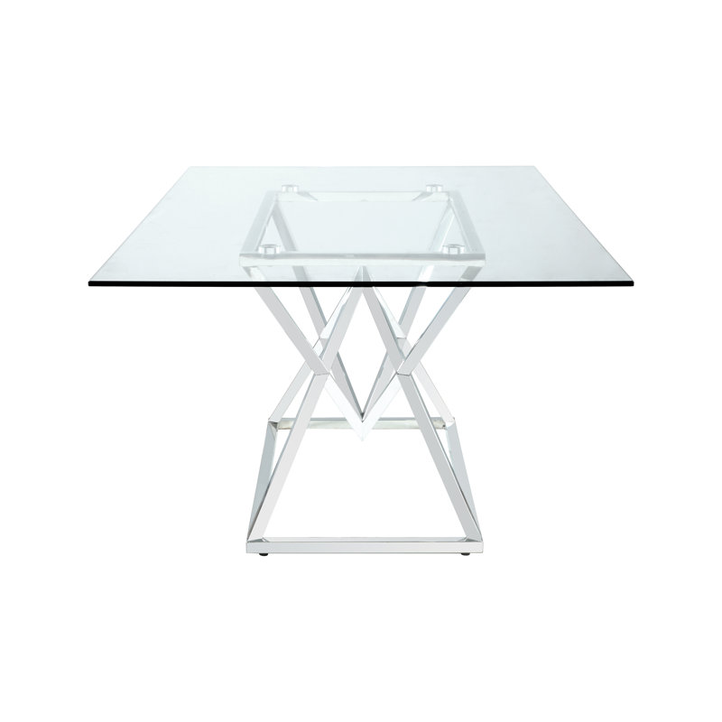 Glass Top Metal Base Dining Table