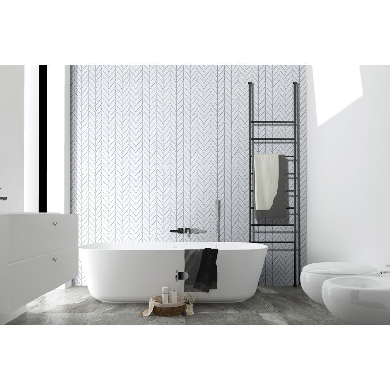 Leaf Pattern Marble Novelty Mosaic Tile, White