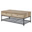  Table basse 47 po en métal brun et chêne avec deux tiroirs et tablette - Rangement industriel