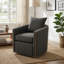 Fauteuil d'appoint pivotant moderne, revêtement en polyester gris foncé, conception en tonneau pour espaces compacts-962172263