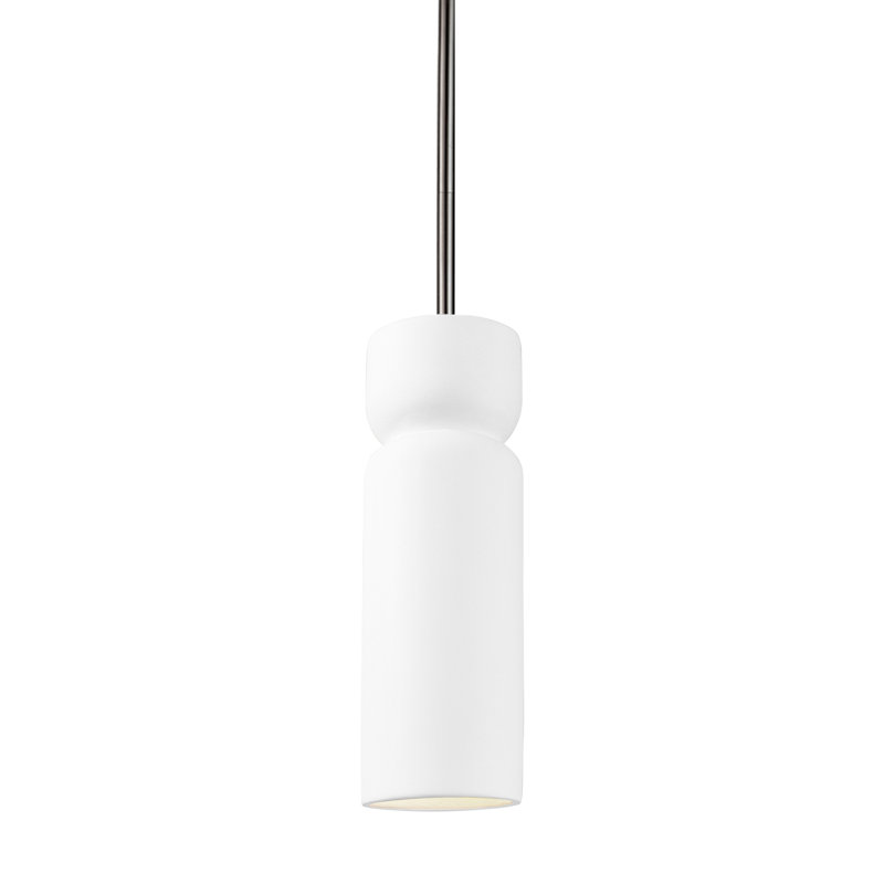 Luminaire suspendu cylindrique à 1 lumière Gokmen, Nickel brossé, Noir mat carbone