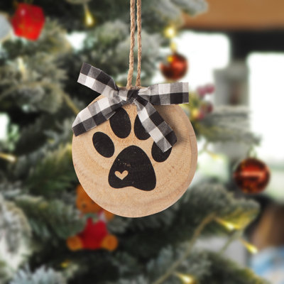 Ornement boule de noël en bois