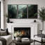 "Misty Forest Landscape", "Hazy Moody Dark Green River Nature", Tranquil Panoramic Modern Rustic Woodland Wall Art-91258537-119385155