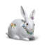 Attentive Bunny with Flowers Figurine