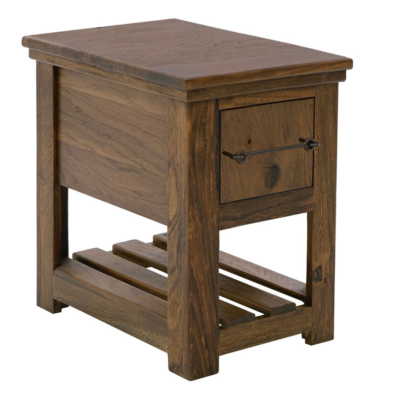 Table de chevet Ally, 1 tiroir, 1 tablette, bois de parota brun, 15 po