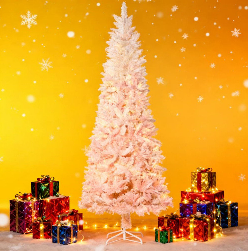 Sapins de Noël artificiels, sapin de Noël artificiel non éclairé avec branches réalistes et base en acier, H 7 pi