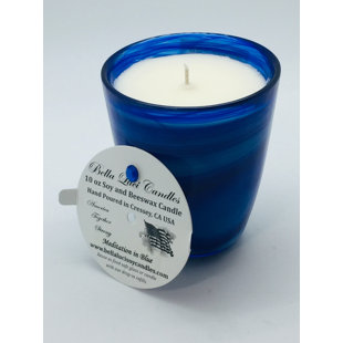 Meditation In Blue Scented Jar Candle with Glass Holder