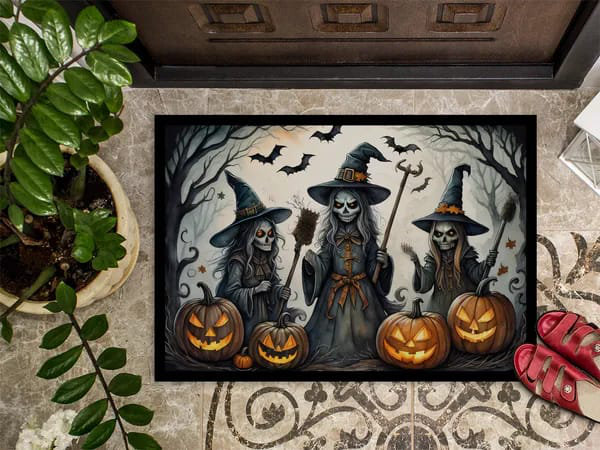 Tapis d'entrée pour l'entrée NEUF Witches Spooky Halloween