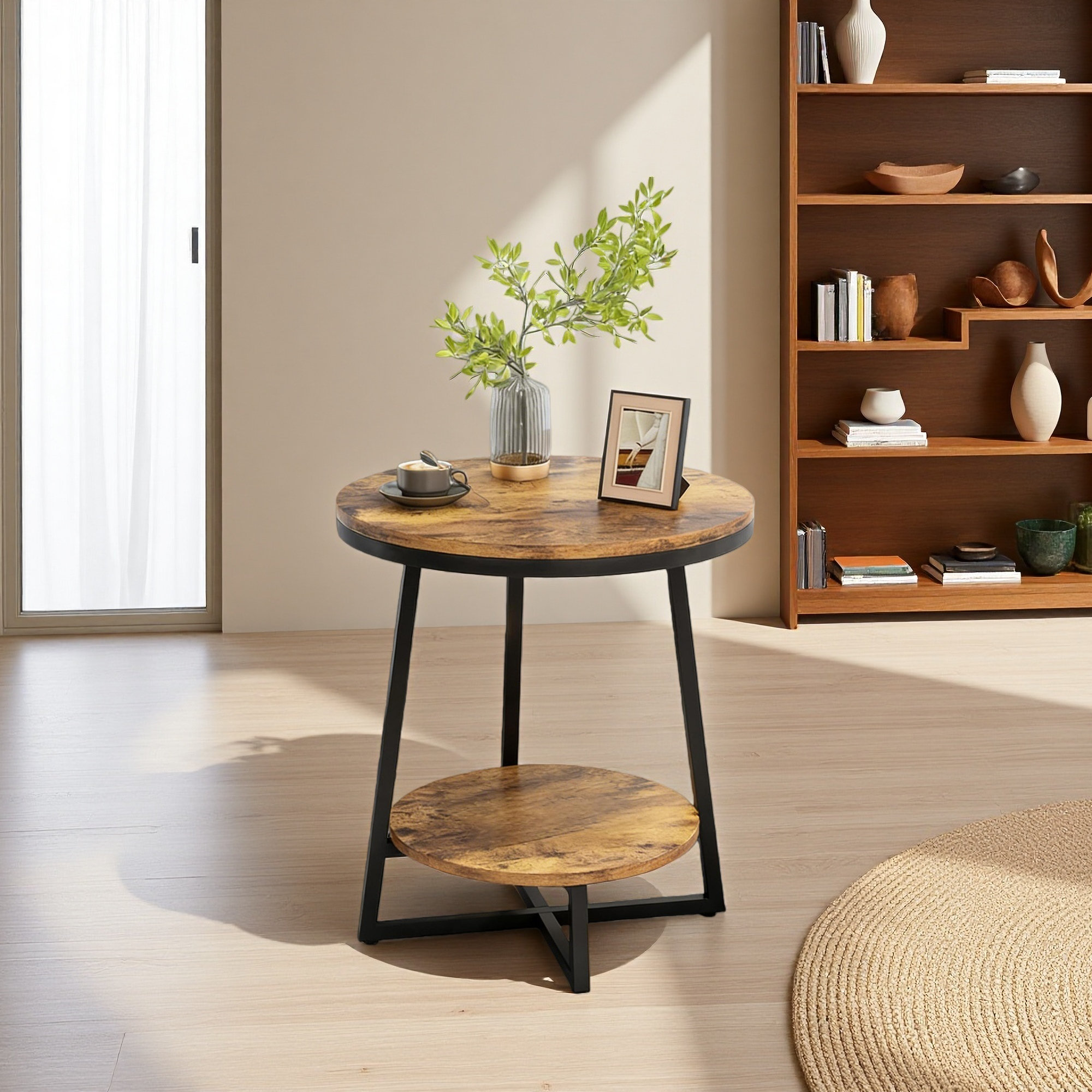 Trent Austin Design® Modern Side Table,Rustic End Table,Round Coffee ...
