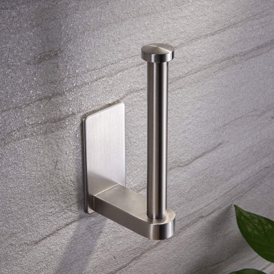 Self Adhesive Toilet Paper Holder - Bathroom Toilet Paper Holder Stand No Drilling Stainless Steel Brushed -  SHAY CABINETRY, INC., aasB07PNT2FB2