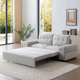 77" Pull Out Sofa Bed, 3-In-1 Convertible Sleeper Sofa With Teddy Chaise