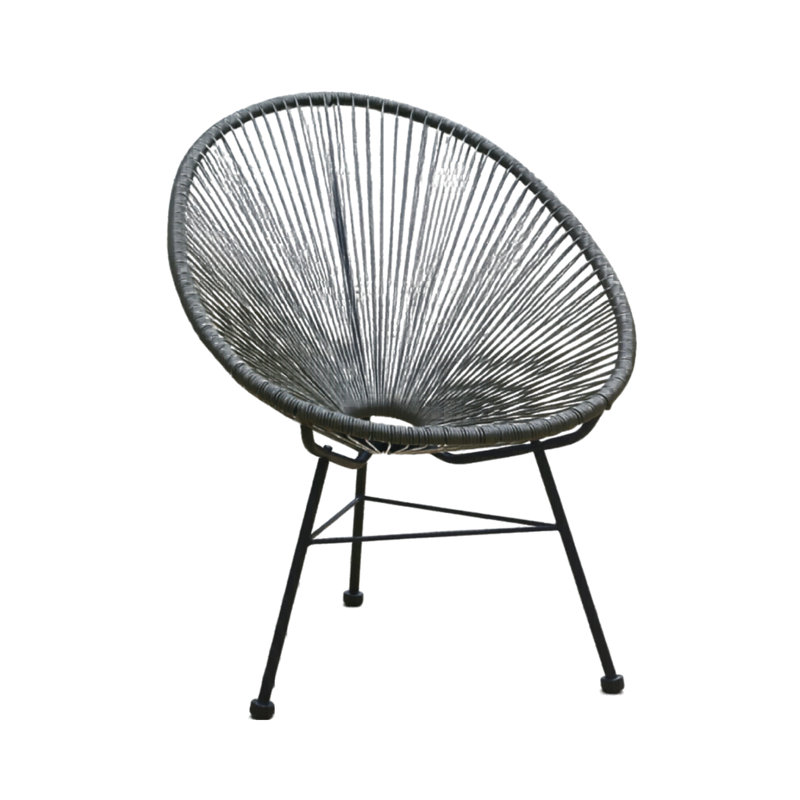 Chaise de patio d'extérieur en vinyle Acapulco avec cadre (ensemble de 2), Gris