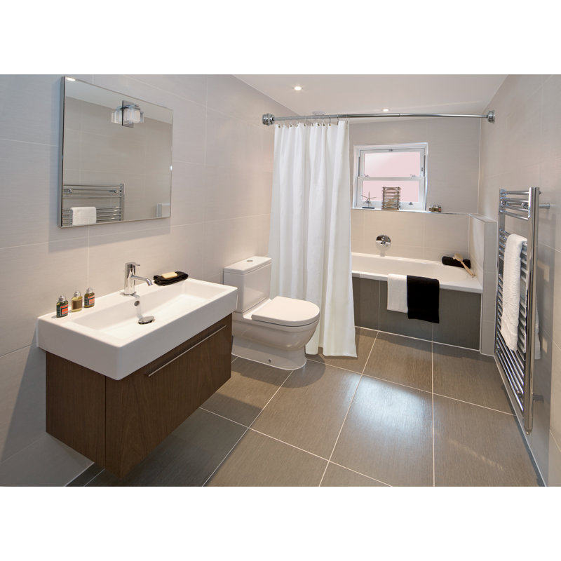Adjustable Chrome Aluminum Curved Shower Rod, 45-72 Inches