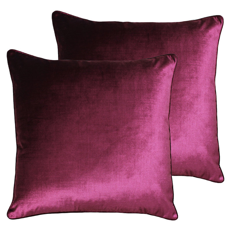 Grey Square Throw Cushion, Feather, Cranberry