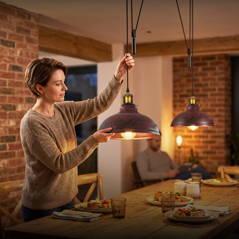 3 - Light Dome Pendant, Rustic Red