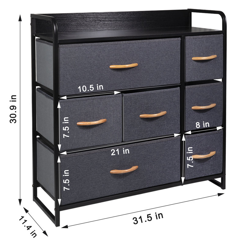 Killough 7 Drawer Storage Drawer, Gray