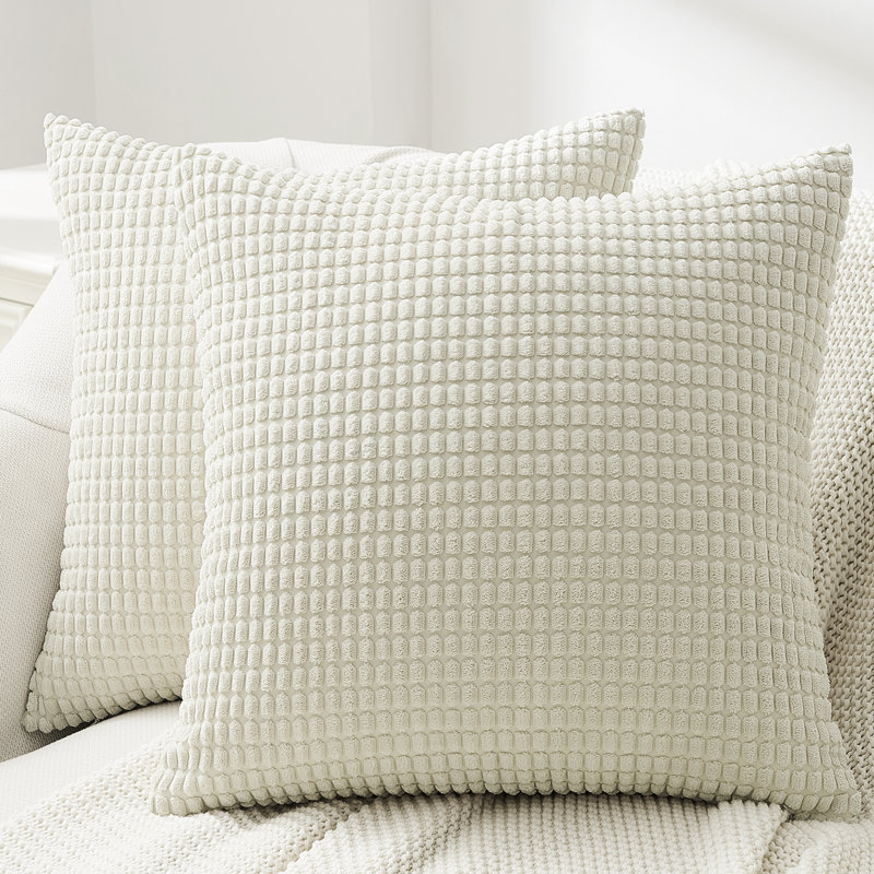 Corduroy Square Pillow Cover, 18"H x 18"W, Cream