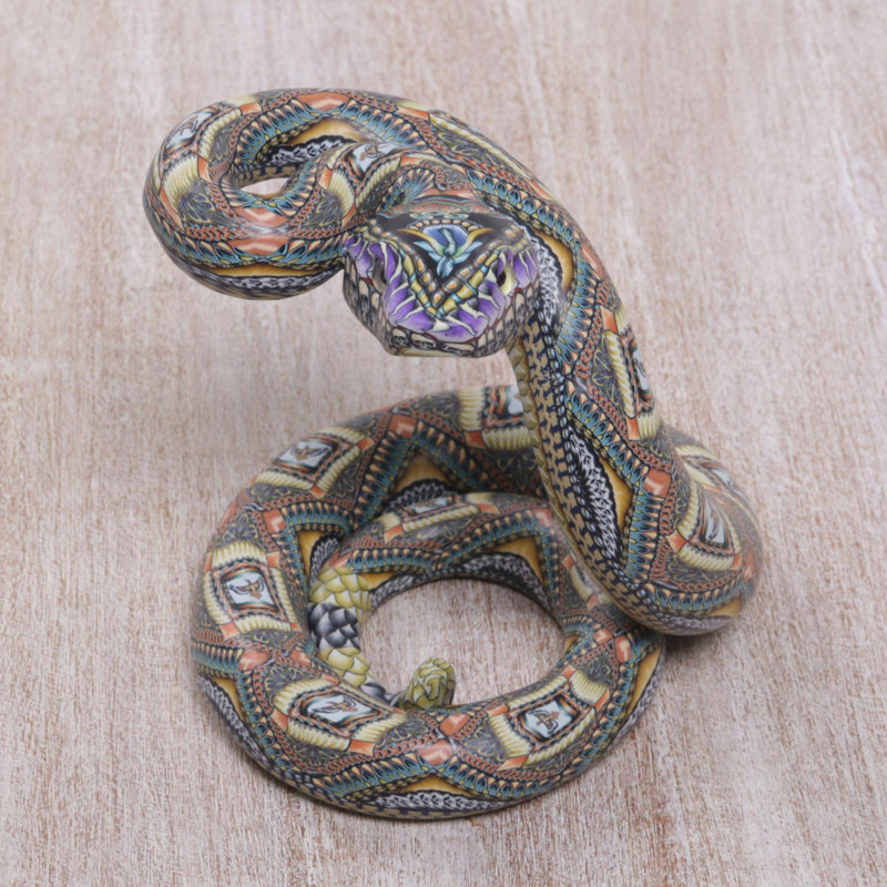 Rattlesnake Polymer Clay Sculpture (4.5 Inch)