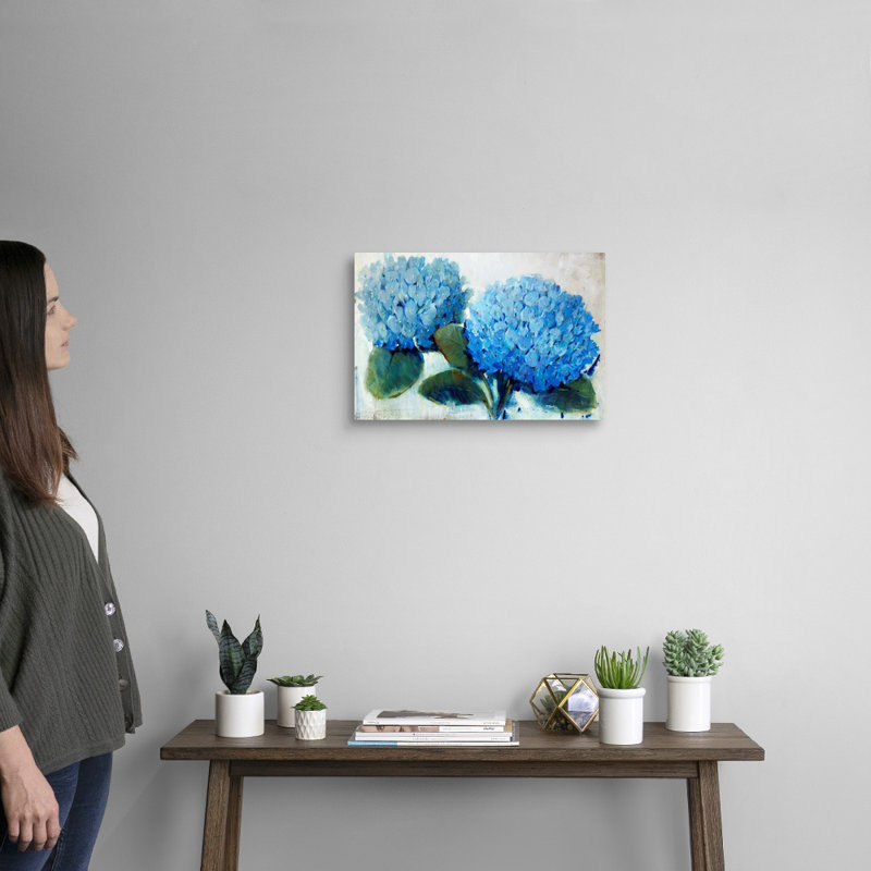 Reproduction d’art sur toile, "Blue Hydrangea" par Timothy e Toole, Toile tendue, H 12 po x l 18 po x P 1,25 po