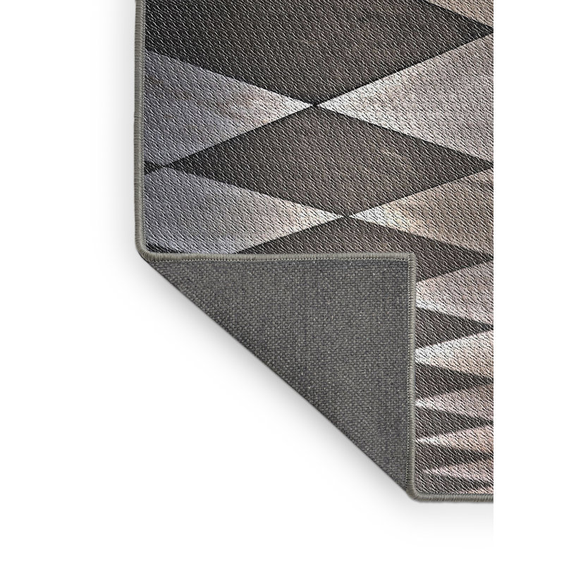 Tapis brun/gris tissé à la machine, Rectangle 5 pi x 7 pi