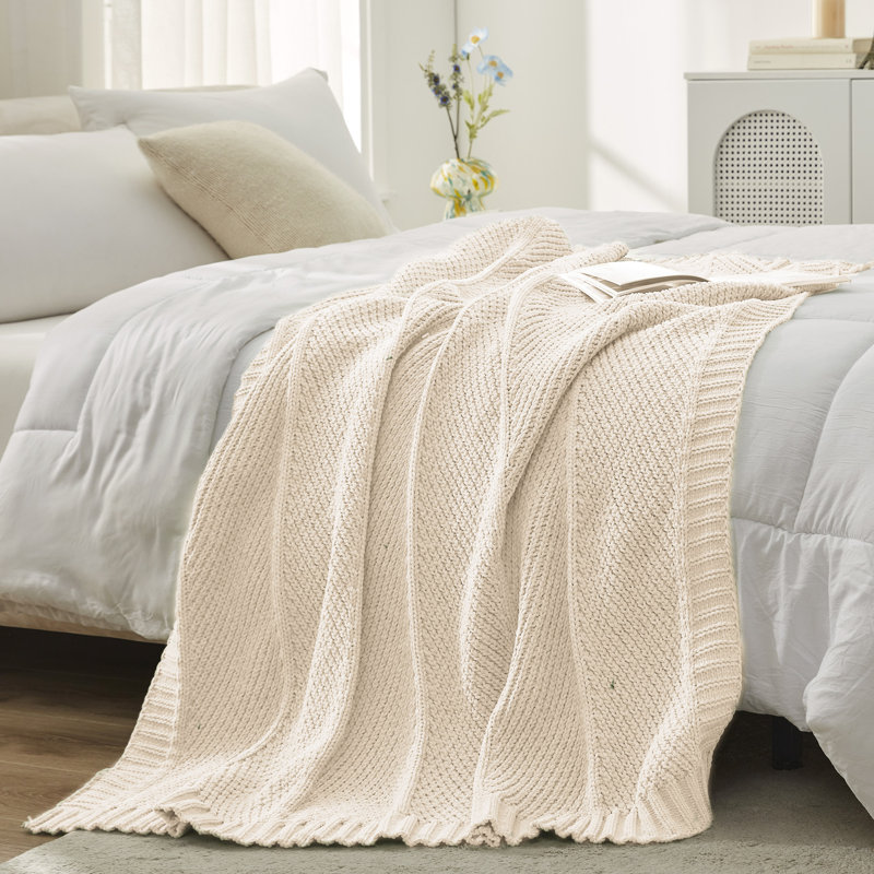 Jeté Chunky Knit, Ivoire ivoire, L 50 po x L 60 po