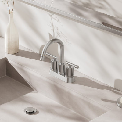 Brushed Nickel 4-Inch 2 Handle 3 Holes with Pull Out Sprayer Faucet for Bathroom, Laundry, Utility Sink, Modern Centerset Heavy Duty Faucet with Pop-up Drain and Supply Lines