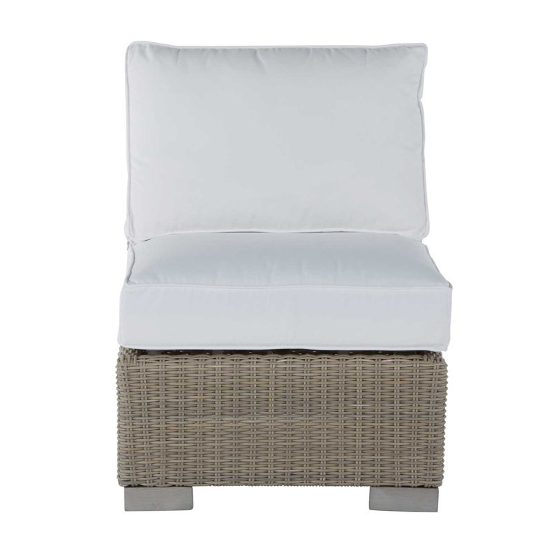Club Patio Lounge Chair with Cushions, Oyster, Welt, Intermix Indigo