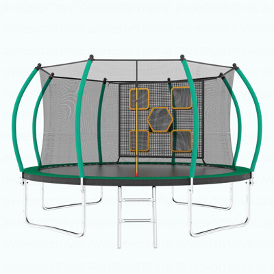 12FT Trampoline, Outdoor Trampolines For Kids And Adults, Recreational Trampoline With Enclosure Net & Ladder, Round Trampoline ASTM Approved