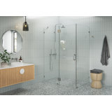 Halo 53 in. x 36 in. x 78 in. 90-degree Fully Frameless Glass Hinged Shower Enclosure