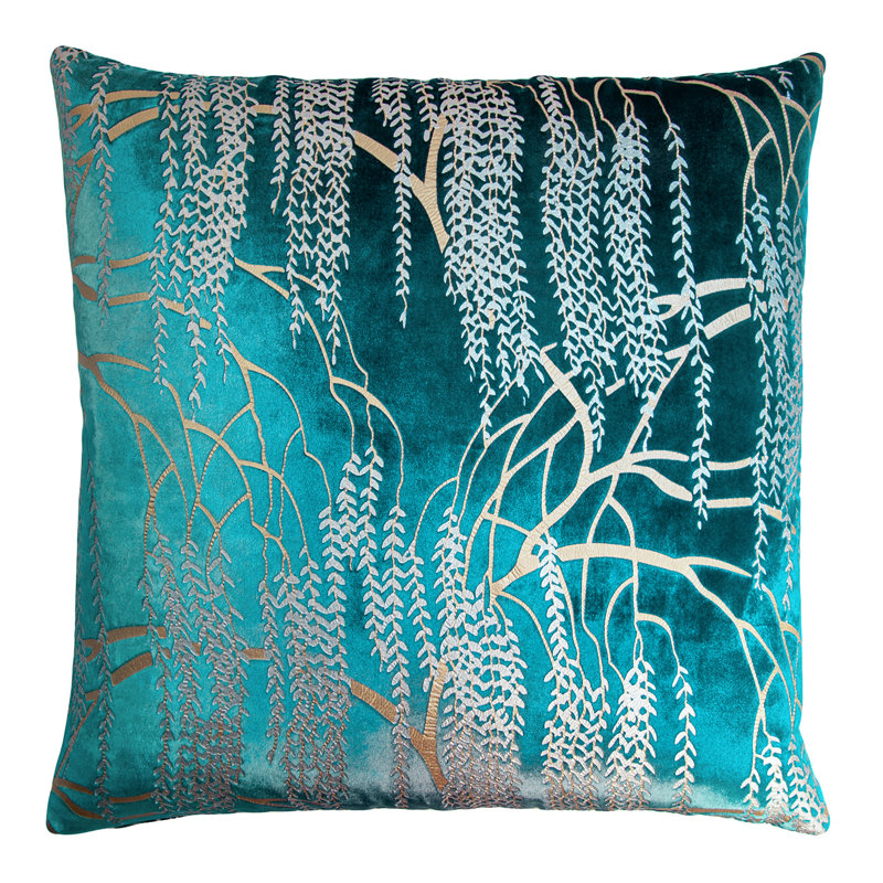 Metallic Square Velvet Pillow Cover & Insert, 18" x 18", Pacific