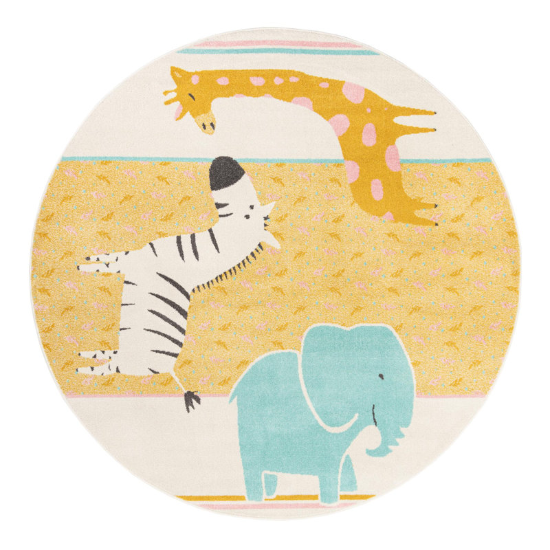 Machine Woven Polypropylene Plastic Rug, Round 7'10"