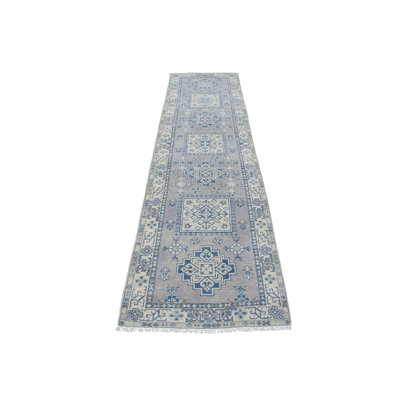 Abu-Huraira One-of-a-Kind 2'6" X 9'7" Runner Wool Area Rug in Gray