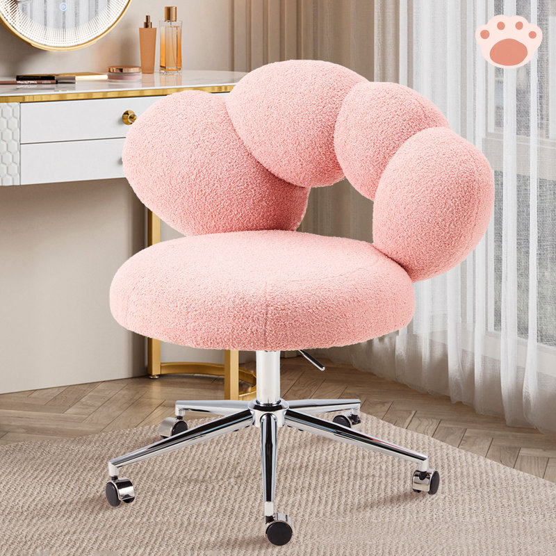 Fauteuil de salle de bain en peluche avec roulettes , Rose
