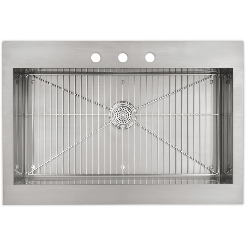 Vault™ 35-3/4" x 24-5/16" x 9-5/16" Top-Mount Single-Bowl Stainless Steel Kitchen Sink, 3 Holes