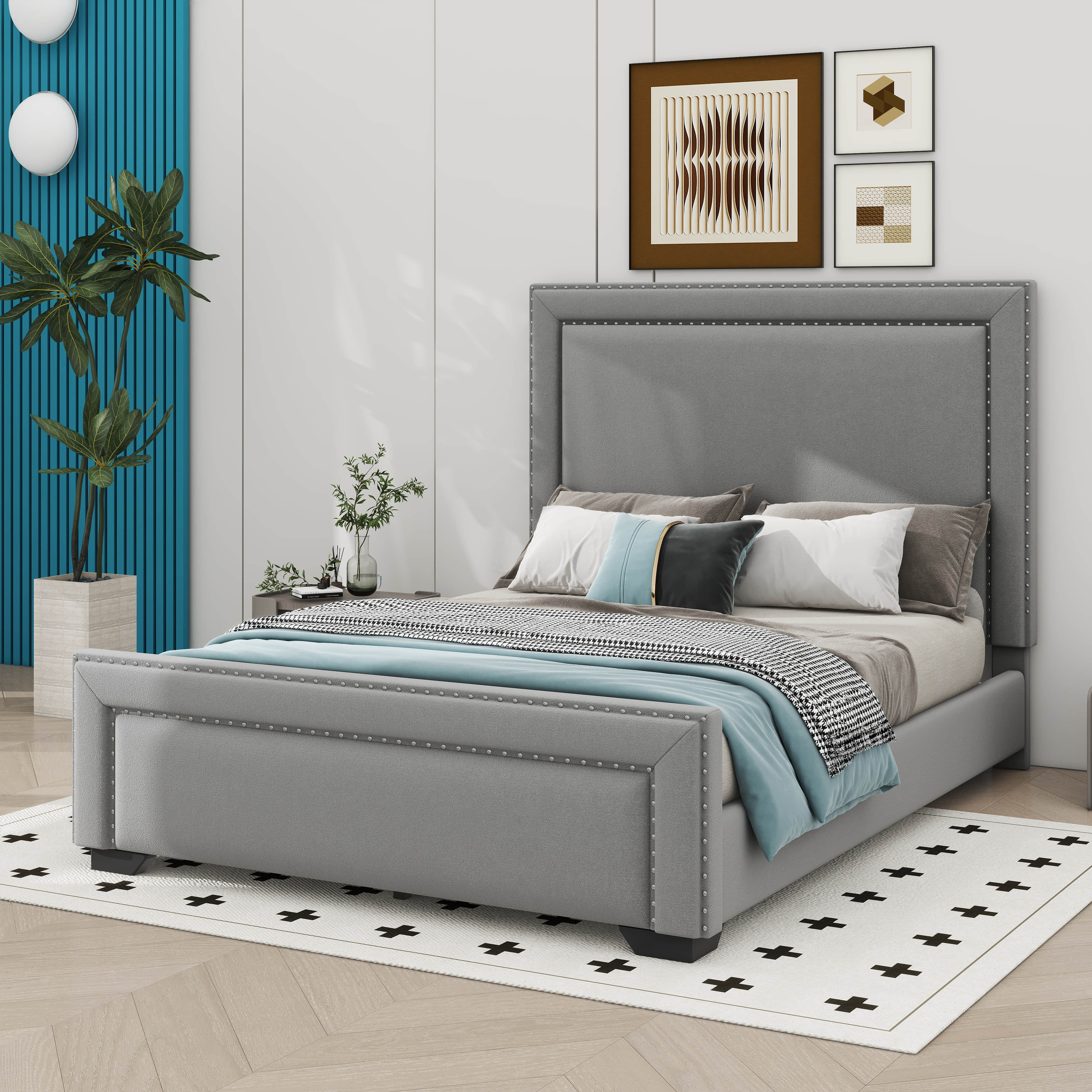Cosmic Queen size Upholstered Bed Modern Upholstered Bed | Wayfair