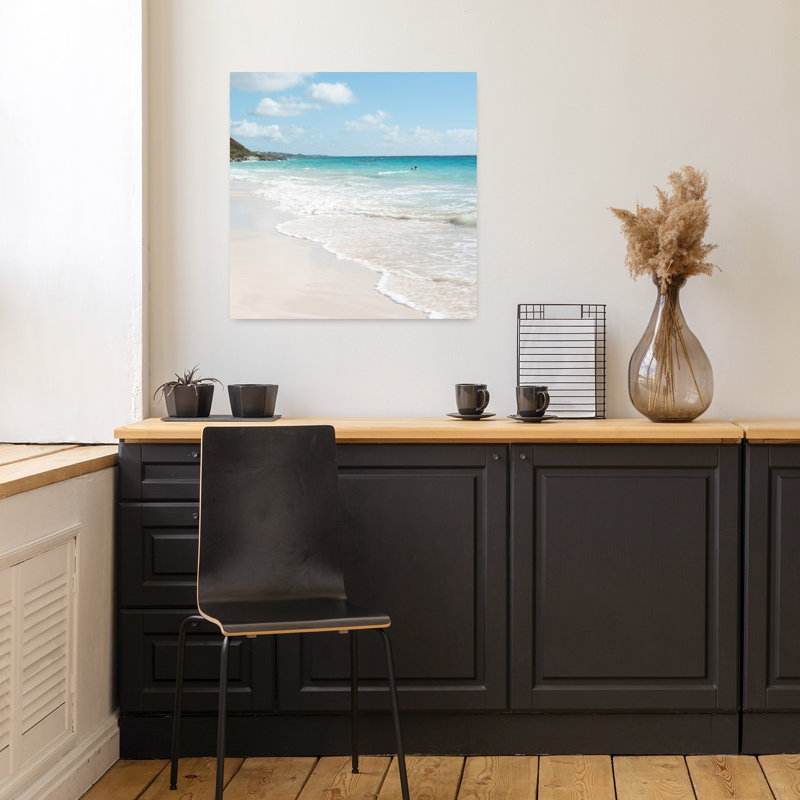 Art contemporain, plage, océan, H 18 po x l 18 po