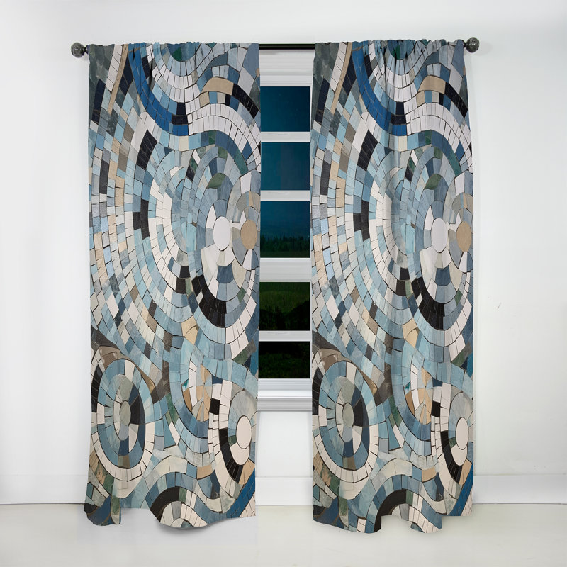 Rideau bohémien bleu et blanc Medley - rideau moderne - velours obscurcissant - 1 panneau, L 52 po x L 108 po