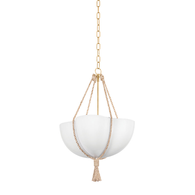 Luminaire suspendu Amberley en feuille d'or rétro, 15W, H 29,5 po x l 20 po x P 20 po