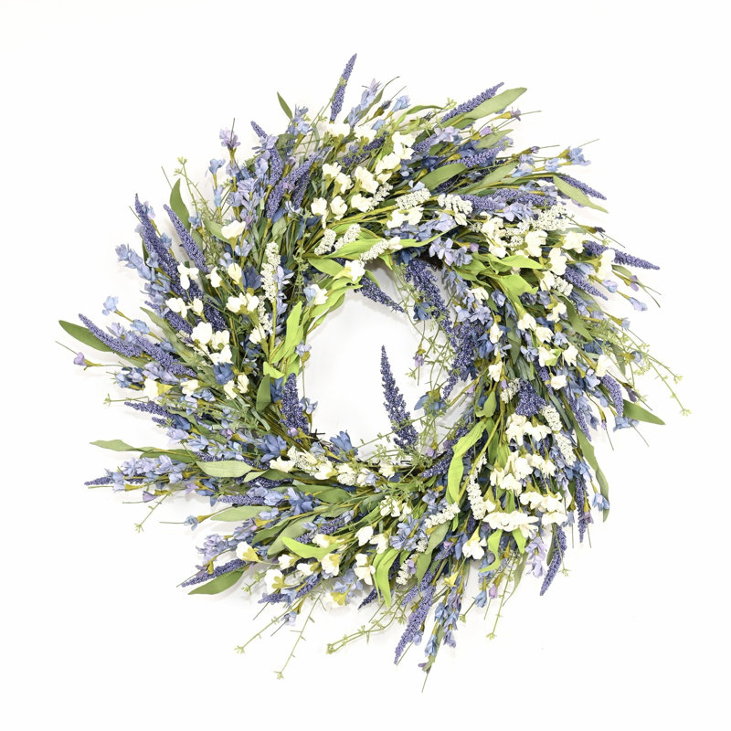 Couronne de porte artificielle 22 po, Vert/blanc