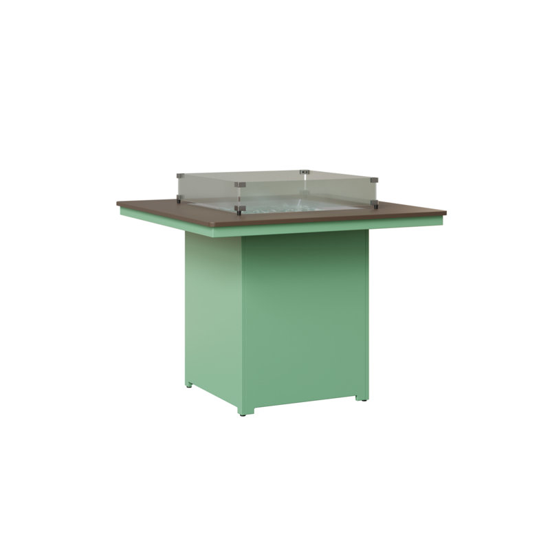 Numa Square Natural Gas Fire Pit Table, 36" H x 47" W x 47" D, Hammered Top Bronze with Mint Base