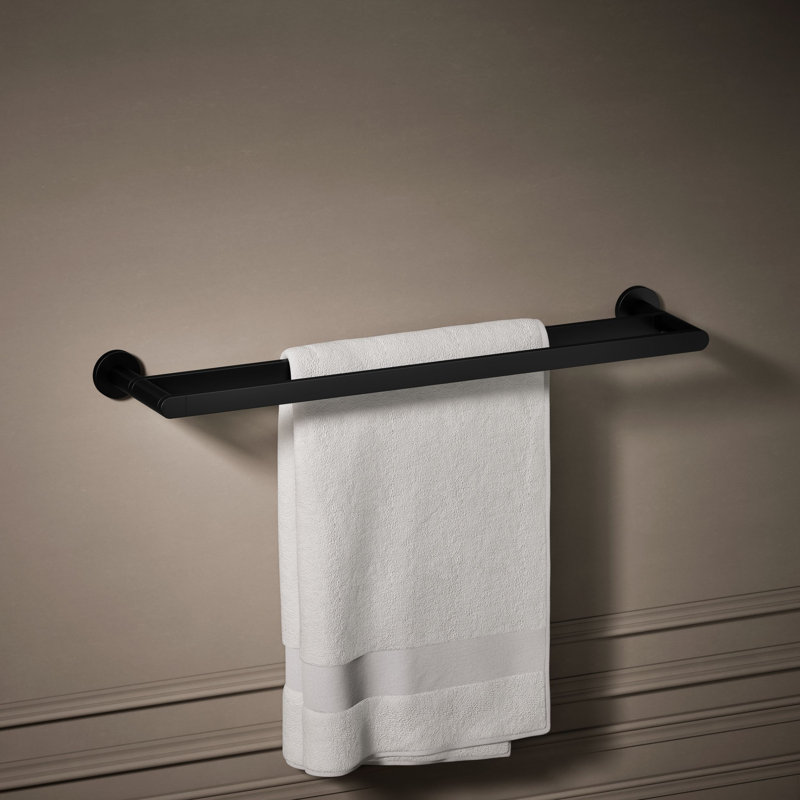 24" Wall Mounted Double Towel Bar, Matte Black