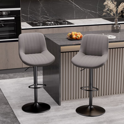 Nalupatio Adjustable Swivel Bar Stools with Backrest – Faux Leather Counter Height Chairs with Footrest, 360° Rotation, for Kitchen Island, Home Bar, or Dining Room, 300lbs Capacity, Set of 2