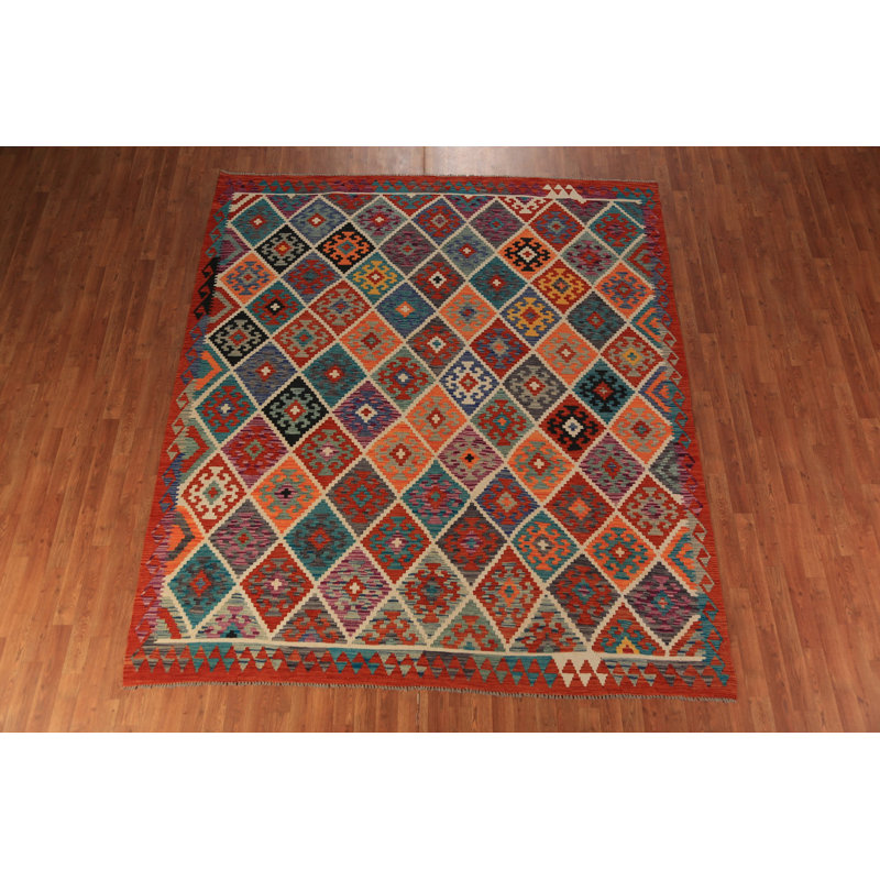 Tapis oriental kilim en laine à tissage plat 8 x 10