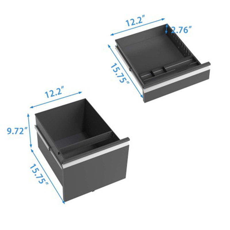 3-Drawer Mobile Lockable Metal File Cabinet for A4/Legal/Letter Size - Fully Assembled, White, Black