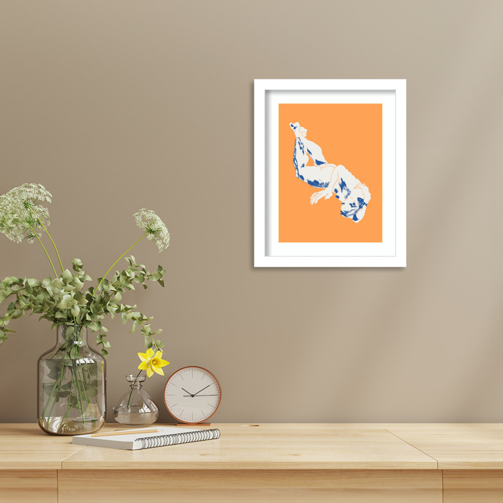Nude Orange Print by Francesco Gulina, White, 13" H x 11" W