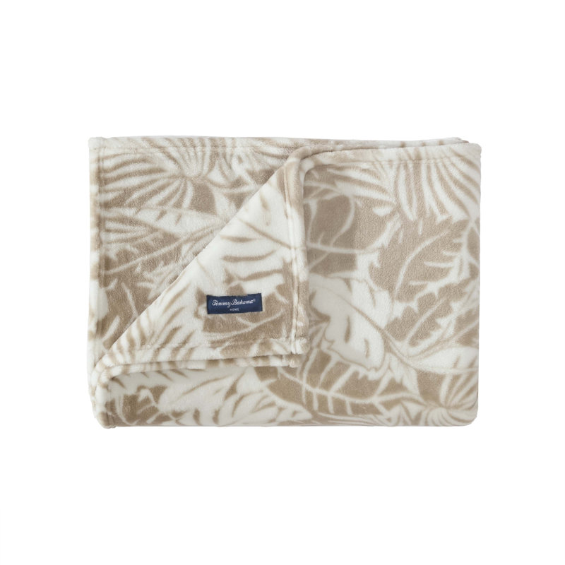 Wallpaper Leaves Throw Blanket, Costa Blanca Beige